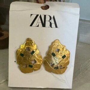 New Zara Golden Textured Irregular Metal Earrings 1124/249 Bloggers Fav ✨🔥